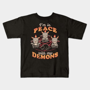 In Peace With My Demons - Creepy Cute Baphomet Cat Gift Kids T-Shirt